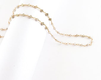 18K Solid Gold Grau Diamant Rosenkranz Kette durch Zoll Salz Pfeffer Diamant Draht eingewickelt Edelstein feinen Schmuck machen Versorgung