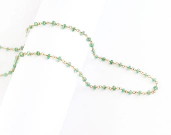18K Solid Gold Smaragd Rosenkranz Kette von Zoll Natürliche Smaragd Perlen Draht eingewickelt Edelstein Kette feinen Schmuck machen Versorgung