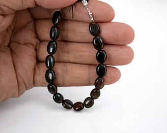 Ethiopian Black Opal Oval Smooth Beads, Natural Welo Gemstone Strand, Jewelry Making Supply
