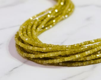 Natural Yellow Diamond Cube Faceted Beads 2-3.5 Carat 4 Inch Strand Canary Fancy Color Genuine Loose Diamonds Jewelry Making