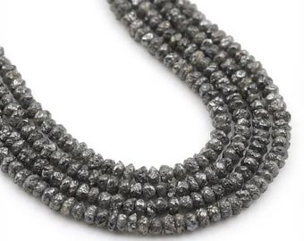 Natural Dark Grey Diamond Rough Beads 8.5-13 Carat 6 Inch Strand Raw Uncut Salt Pepper Loose Diamonds Jewelry Making Supply
