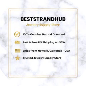 K&ouml;nnte beinhalten: Ein wei&szlig;er und goldfarbener gerahmter Grafik mit dem Text "BESTSTRANDHUB Jewelry Supply Store". Zus&auml;tzlicher Text enth&auml;lt "100% Genuine Natural Diamond" und "Trusted Jewelry Supply Store".