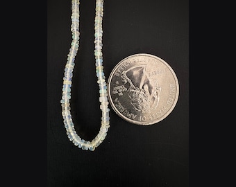 White Ethiopian Opal Rondelle Beads, Smooth Gemstone Strand, October Birthstone