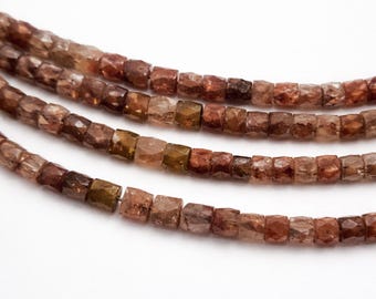 RARE Natural Red Diamond Cube Faceted Beads 2.13 Carat 2 Inch Strand Genuine Fancy Color Collector Grade Loose Diamonds
