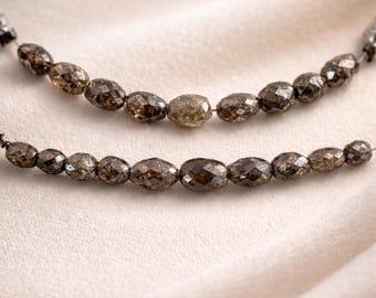 Natural Brown Diamond Oval Beads 6.59 Carat 2 Inch Strand AAA Faceted Cognac Champagne Genuine Loose Diamonds Jewelry Making
