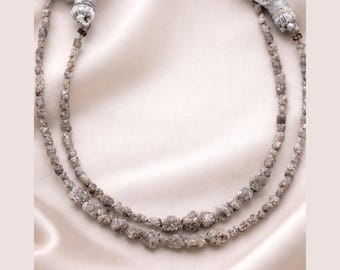 Natural White Grey Diamond Graduation Beads 7.13 Carat 6 Inch Strand Raw Rough Salt Pepper Loose Diamonds Jewelry Making