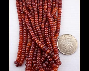 Cherry Red Ethiopian Opal Smooth Rondelle Beads, Natural Welo Fire Opal Strand, Rare Color, AAA Gemstone October Birthstone