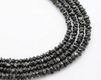 Natural Black Diamond Rough Beads 6 Carat 6 Inch Strand Raw Uncut Carbonado AAA Genuine Loose Diamonds Jewelry Making Supply