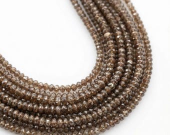 Natural Brown Diamond Rondelle Beads 2.5-4 Carat 4 Inch Strand AAA Faceted Cognac Champagne Loose Diamonds Jewelry Making Supply