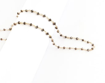 18K Solid Gold Black Diamant Rosenkranz Kette von Zoll Carbonado Diamant Draht eingewickelt Edelstein Kette Luxus Schmuck Versorgung