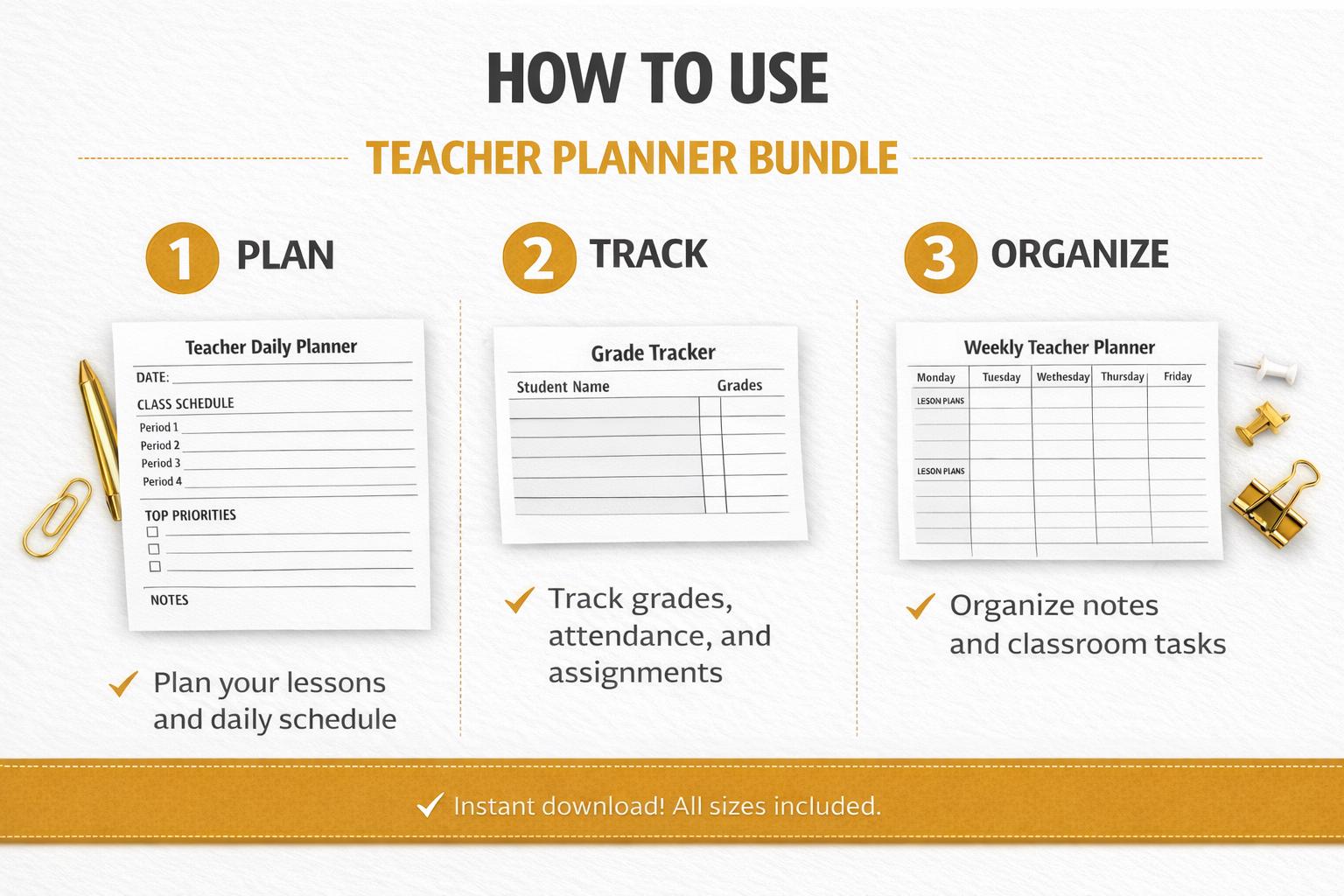 2026 Teacher Planner Bundle | Printable Lesson, Student, Grade Trackers ...