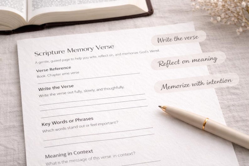 Memory Verse Worksheet Printable | Christian Bible Study Page for Kids ...