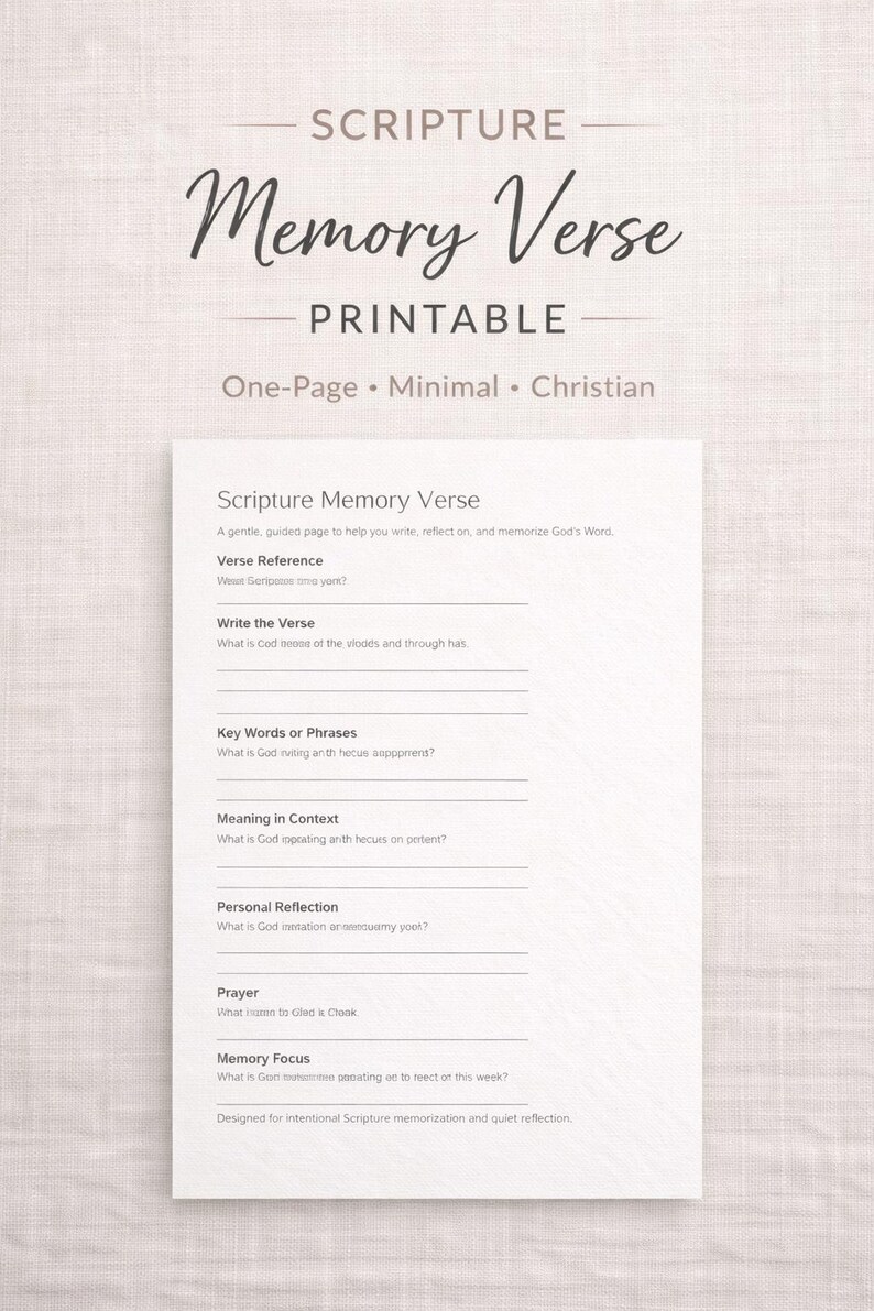 Memory Verse Worksheet Printable | Christian Bible Study Page for Kids ...