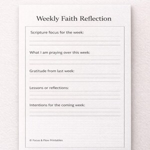 Wekelijkse geloofsreflectie afdrukbaar | Christelijke weekplanner pdf | Gebeds- en dankbaarheidsdagboek | Pagina voor Schriftstudie