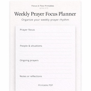 Weekly Prayer Focus Printable | Christian Prayer Planner PDF | Faith Prayer Journal | Reusable Weekly Prayer Page