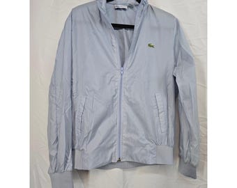Vintage The Lacoste Club Windbreaker Jacket Light Blue Mens Medium Full Zip Hood