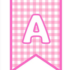 Printable Alphabet Banner Pink Gingham Spring for bulletin boards or party decorations Instant Download PDF DIY printable