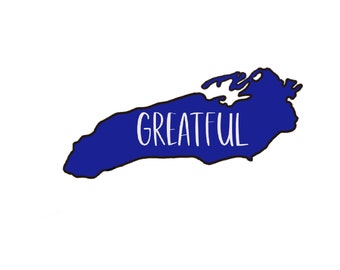 Lake Ontario vinyl sticker with Greatful in white