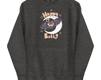 Happy and Batty Halloween Whimsy Goth Bat Unisex Sweatshirt with hood