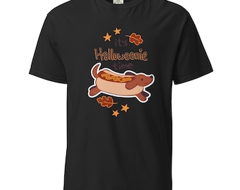 Happy Halloweenie Dachshund Halloween Hot Dog T-Shirt – Comfort Colors Unisex Tee