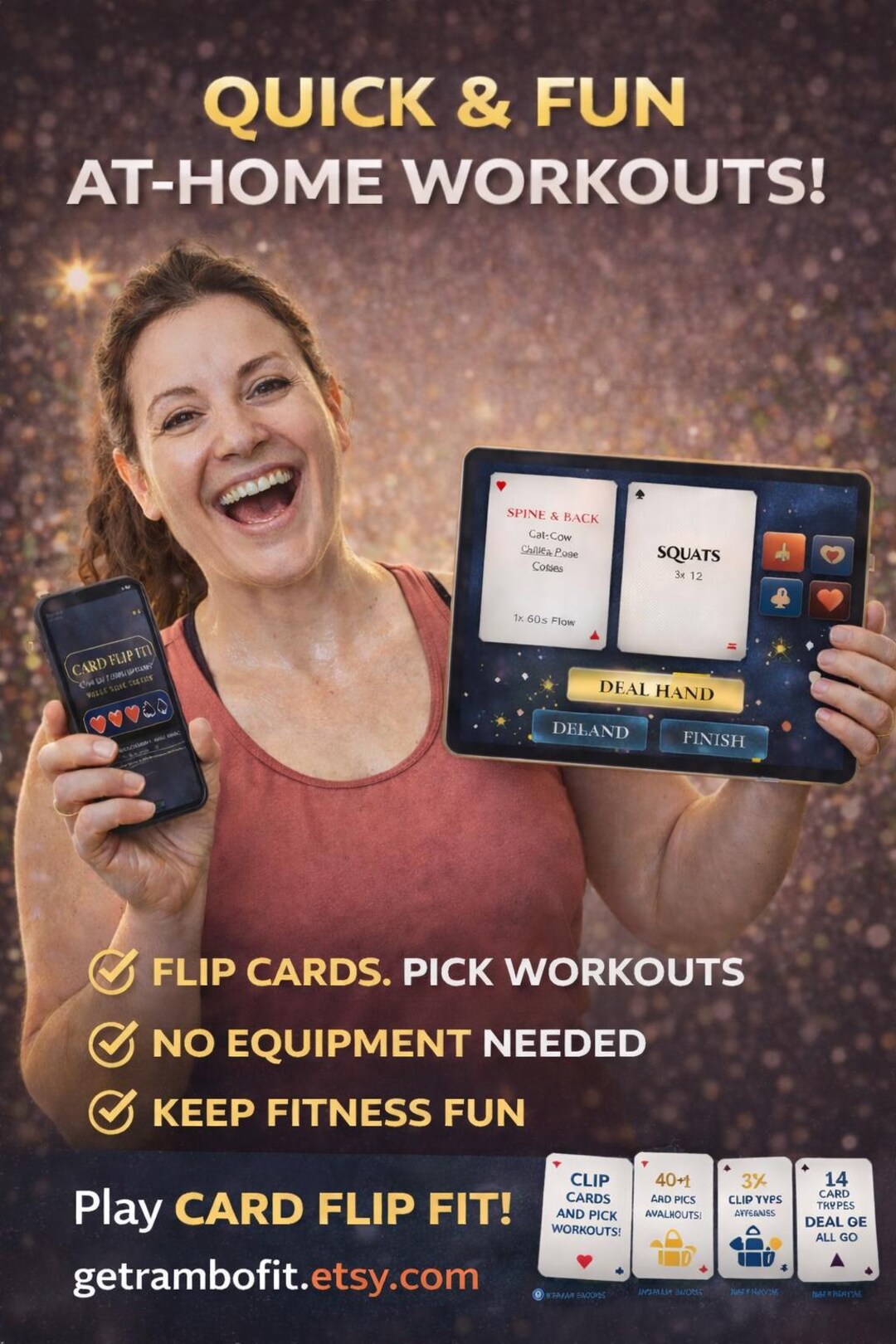 Digital Fitness Planner Printable | Deck of Cards Workout Game | ADHD ...