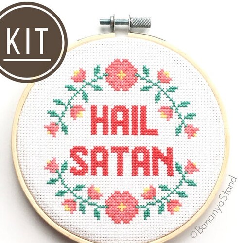 Modern Goth Medieval Bat 2021 Diy Beginner Cross Stitch Kit Etsy