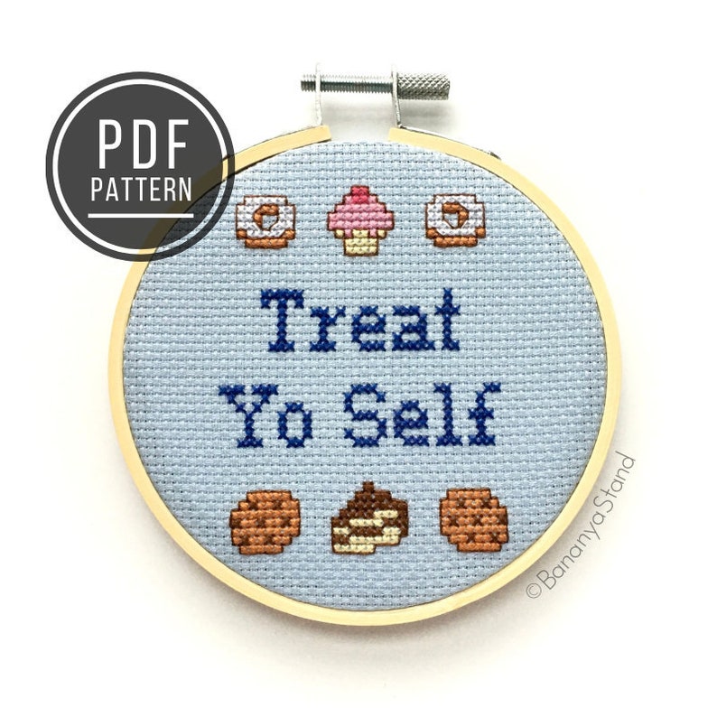 Pattern Treat Yo Self Parks Recreation Quote Funny Modern Etsy