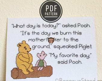 PATTERN What Day is Today, Funny Modern Counted Cross Stitch Pattern PDF, Mature Embroidery, Adult Xstitch, Subversive Meme Cross Stitch