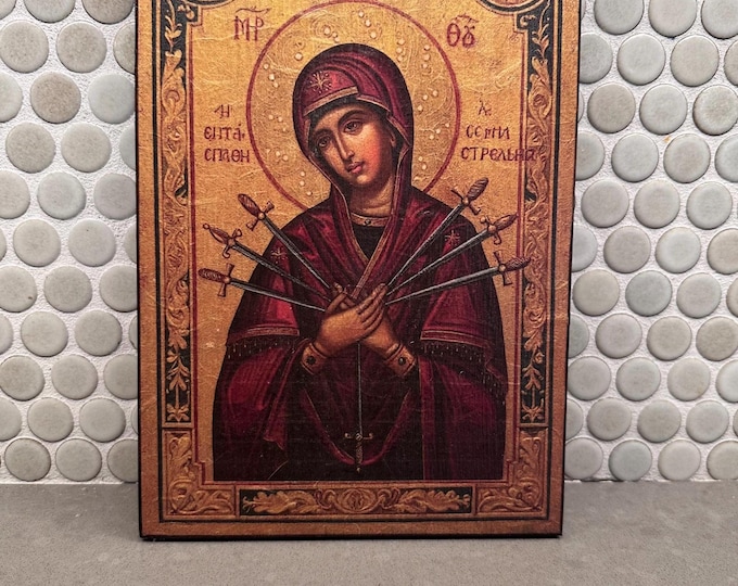 Handmade Our Lady of Sorrows Icon • Byzantine Orthodox Catholic Wall ...