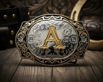 Western Initial A-Z Letters Belt Buckle – Zinc Alloy Cowboy  display picture 2