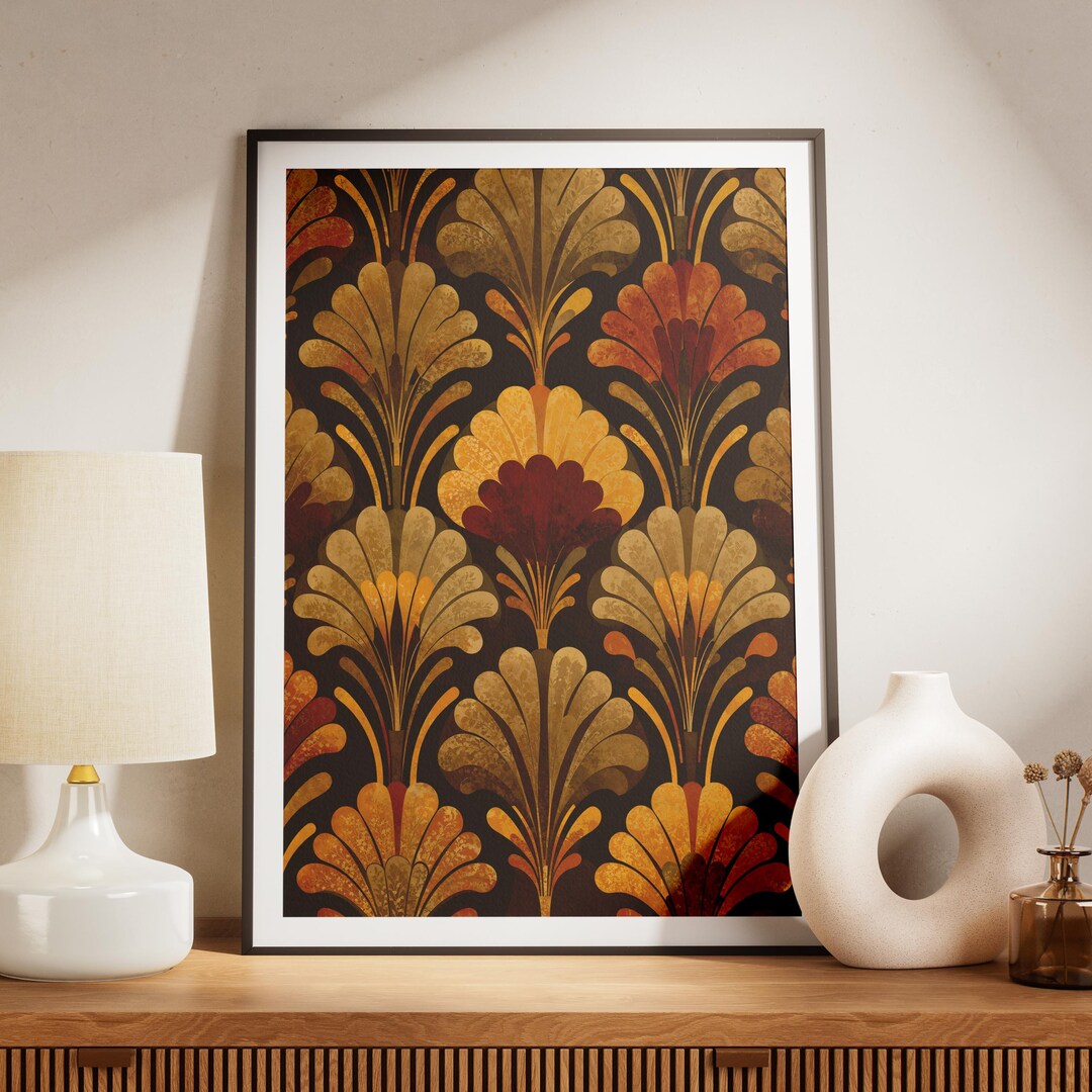 Vintage Art Deco Floral Pattern Poster | 1920s Inspired Geometric Decor ...