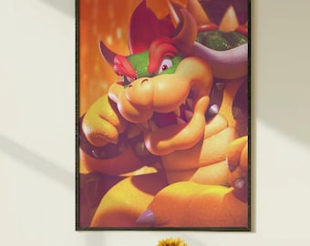 Poster di Bowser - Re Bowser di Super Mario - Decorazione murale, stampa a tema videogiochi, per cameretta e sala giochi - Nuovo film di Mario