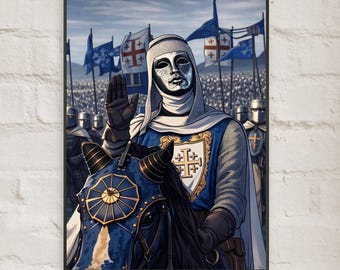 King Baldwin IV Baldwin the Leper Framed Poster, Crusader History Wall Art, Medieval Knight Print, Modern Black Metal Frame Decor