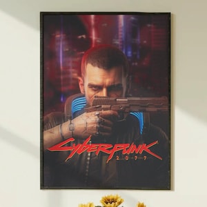 Cyberpunk 2077 V & Johnny Silverhand Poster - Night City Gaming Poster, Sci-Fi Dekor Bild 1