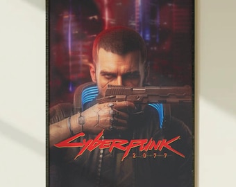 Cyberpunk 2077 V & Johnny Silverhand Poster - Night City Gaming Poster, Sci-Fi Decor