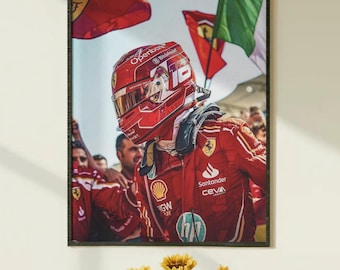 Charles Leclerc Ferrari F1 Poster - Scuderia Ferrari Racing Art, Motorsport Decor