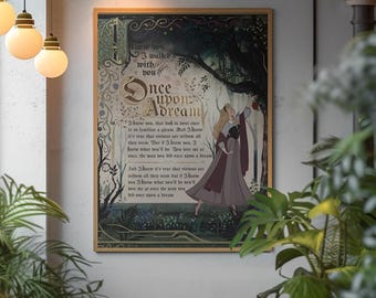 Sleeping Beauty Poster, Princess Aurora Wall Art, Vintage Disney Movie Print, Fairy Tale Storybook Decor