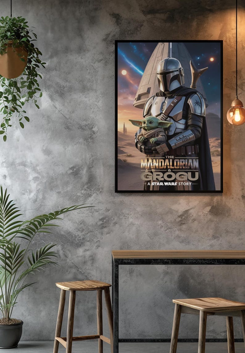 The Mandalorian & Grogu Poster, Star Wars Wall Art, Baby Yoda Aesthetic ...