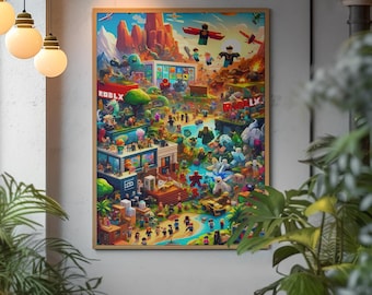 Roblox Poster, coole Roblox Wandkunst, Spielzimmer Dekor, lustige Roblox Spiele Druck, Gamer Schlafzimmer Poster