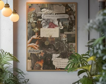 Throne of Glass Poster | Fireheart Bookish Wall Art | BookTok Fantasy Collage Print | Reader Room Decor