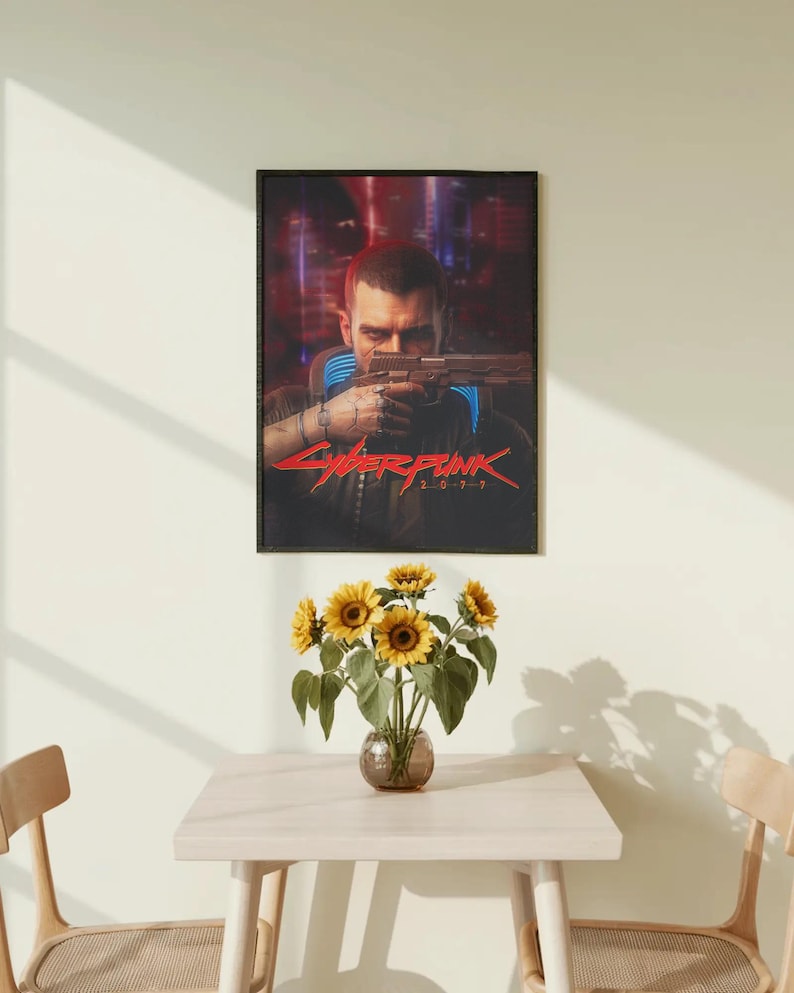 Cyberpunk 2077 V & Johnny Silverhand Poster - Night City Gaming Poster, Sci-Fi Dekor Bild 1