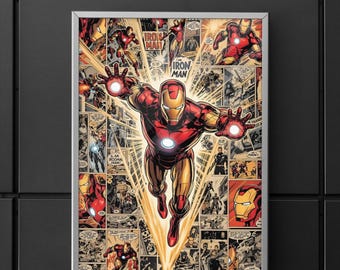 アイアンマン ポスター マーベル | トニー・スターク スーパーヒーロー ウォールアート | コミックスタイルの美的プリント | マーベル ルームデコレーション