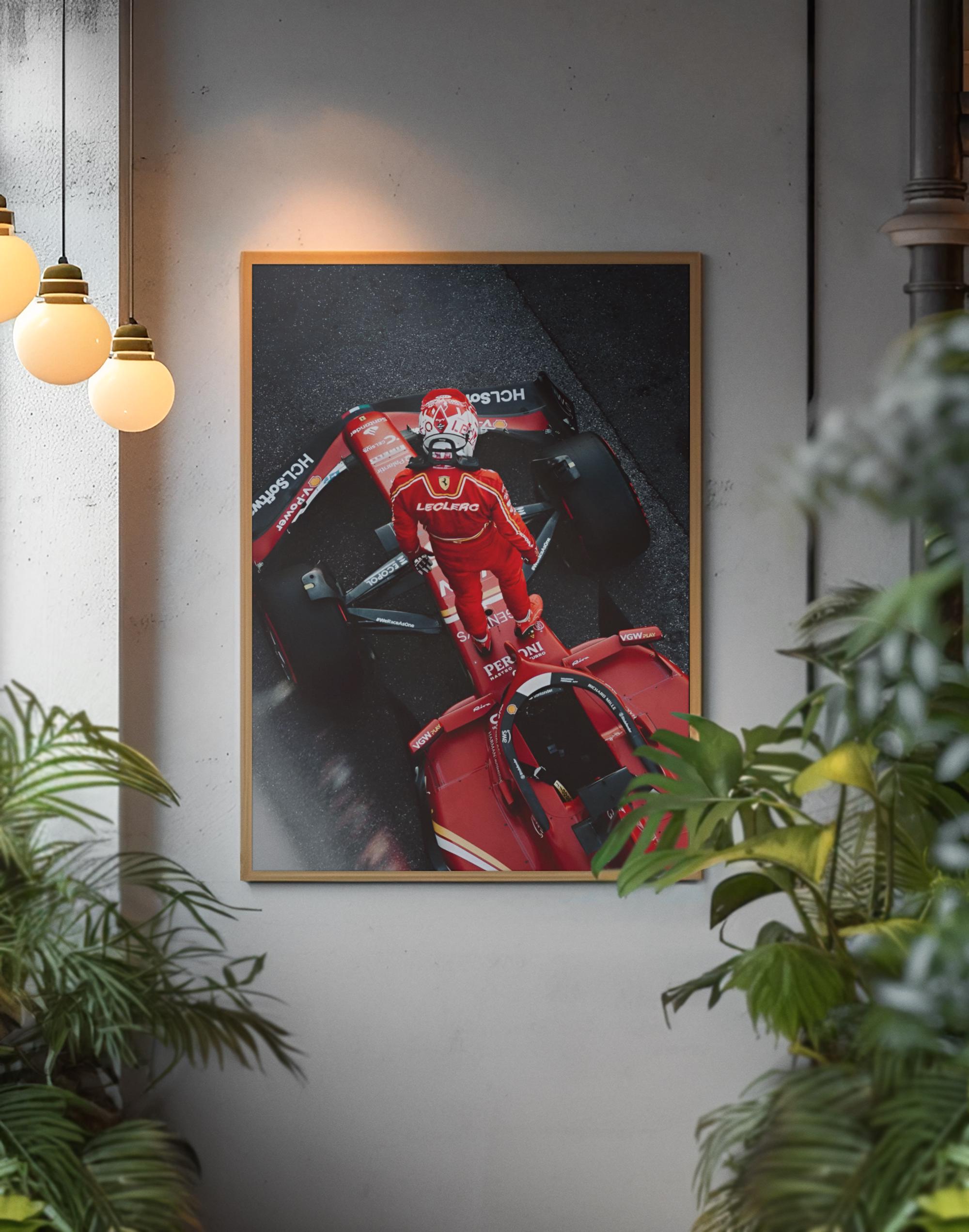 Quadro Su Tela Ferrari Leclerc Formula 1, 40x30 Cm, Decorazione Moderna Da Parete, Made In Germany