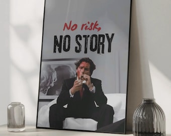 Iconic Patrick Bateman Poster - American Psycho Movie Art Print, "No Risk No Story" Wall Decor - Rich Wall Art