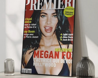 Megan Fox Newspaper Poster, Vintage Magazine Wall Art, Hot Model Retro Print, 2000s Celebrity Decor, Iconic Hollywood Artwork