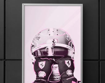 Charles Leclerc F1 Pink Poster - Formula One Wall Art, Digital Download Ferrari Racing Print, Girly F1 Decor, Instant Printable Art