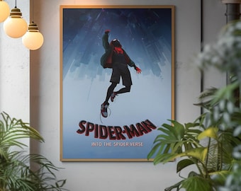 『スパイダーマン：スパイダーバース』ポスター、マーベルの美的ウォールアート、マイルズ・モラレスのプリント、モダンなスーパーヒーロー装飾