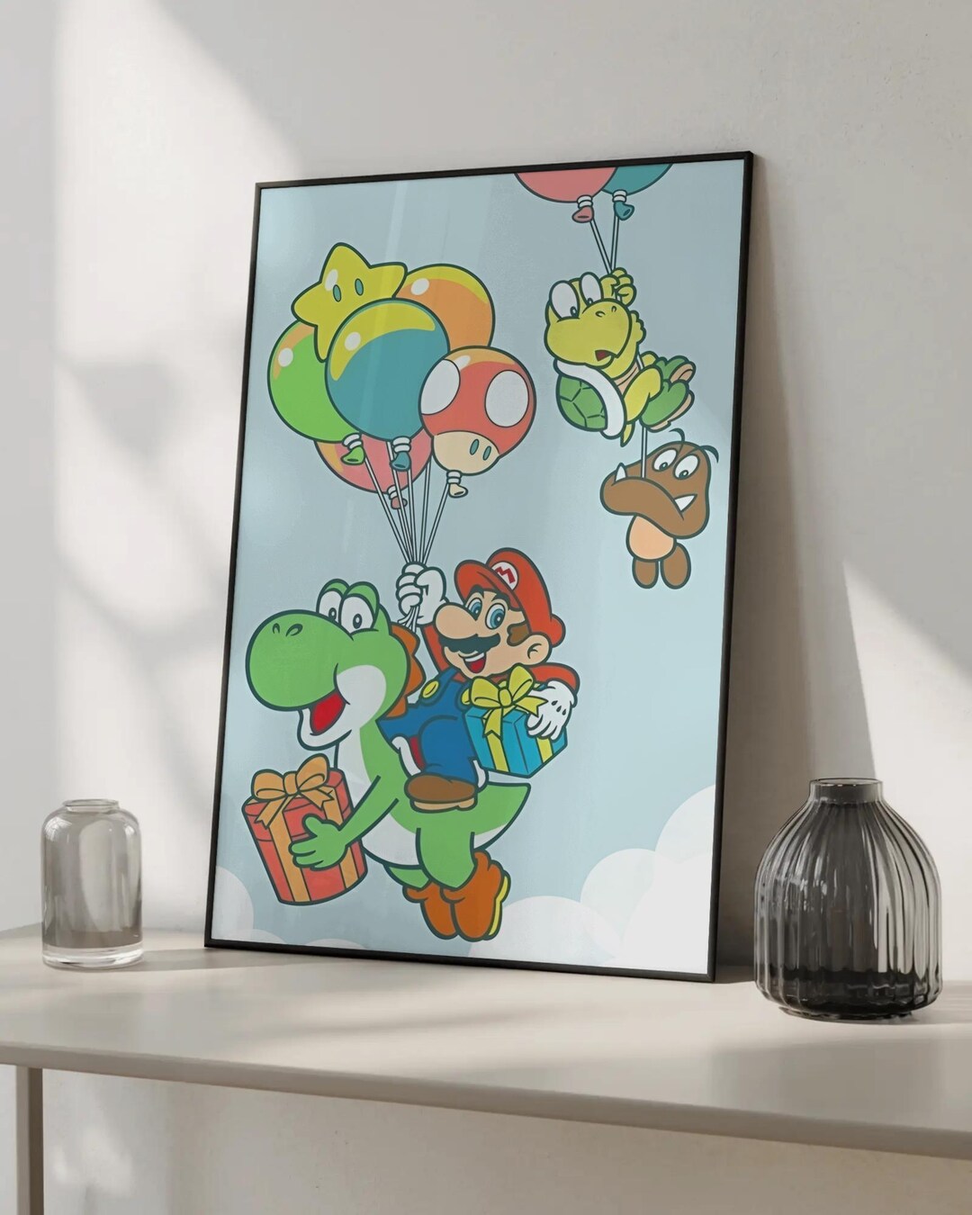 The Super Mario Galaxy Movie Poster - Mario and Yoshi Flying Art, Kids ...