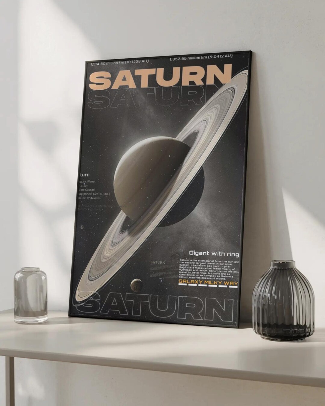 Saturn Planet Art Print - Vintage Space Exploration Poster, Astronomy ...