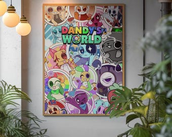 Dandy’s World Poster | Roblox Kids Gaming Wandkunst | Niedlicher Dandys World Charaktere | Farbenfrohes Roblox Dekor